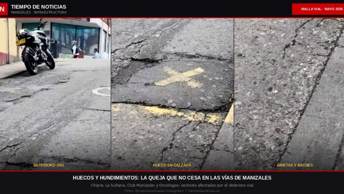 Estado del deterioro vial en Manizales: huecos, grietas y hundimientos en diferentes sectores de la ciudad